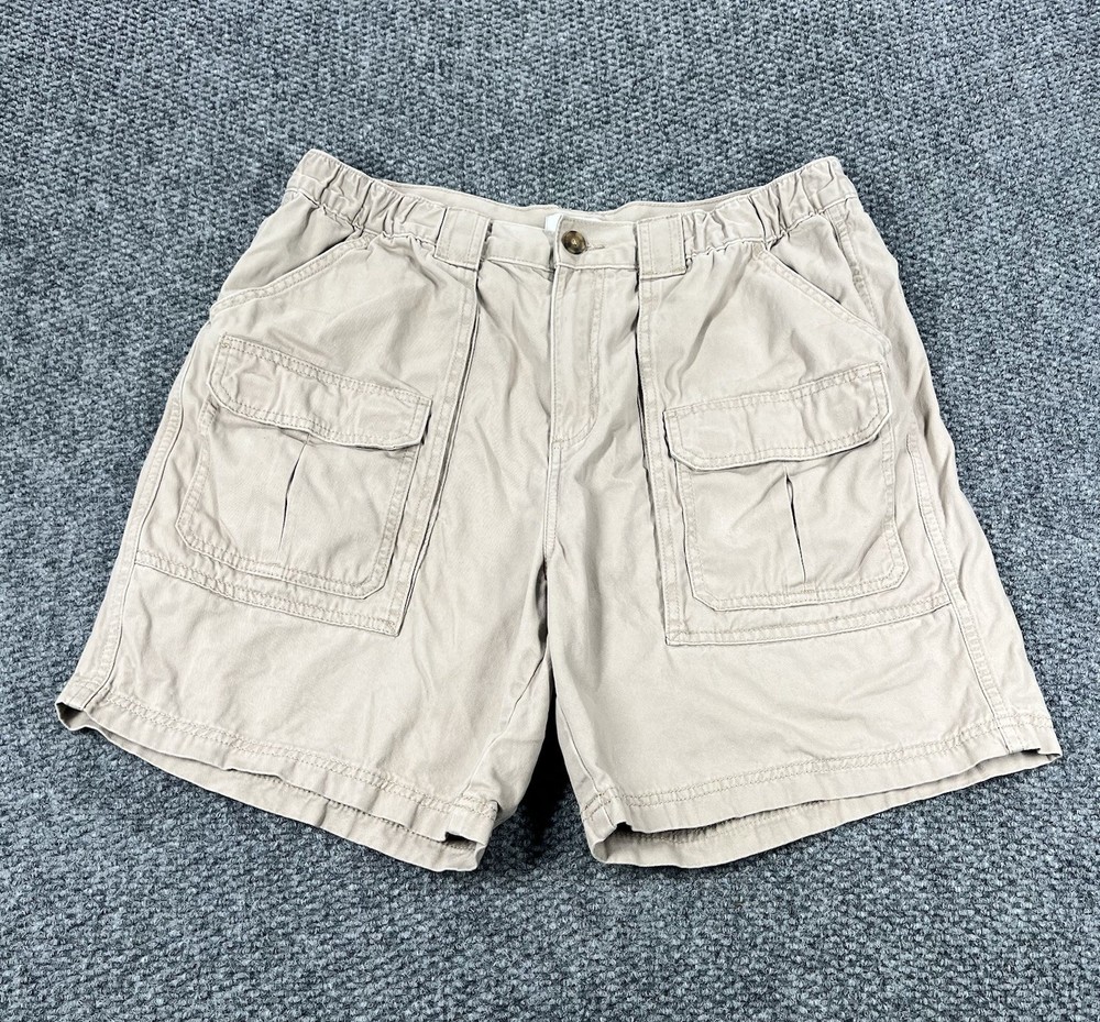 Croft & Barrow Cargo Shorts Mens 36 Khaki Beige Cotton Fishing Outdoors Hiking