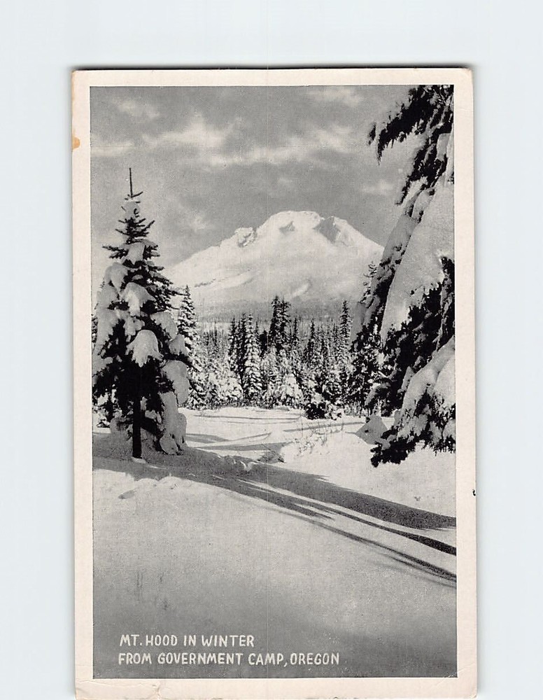 Postcard Mt Hood In Winter From Government Camp Oregon