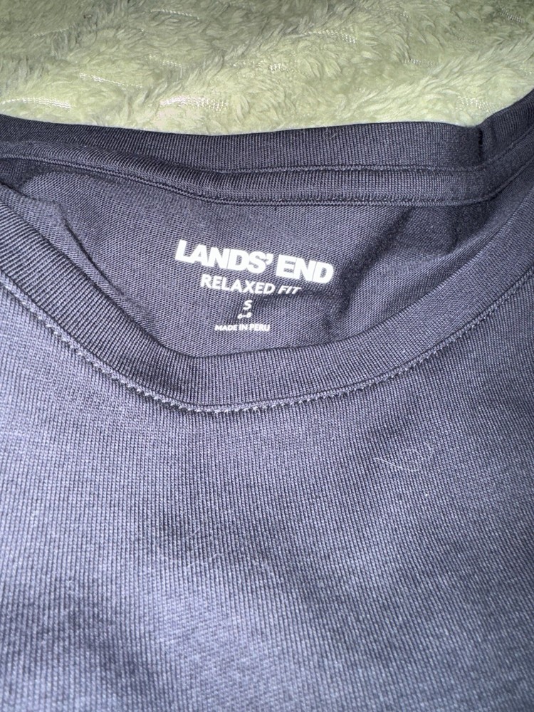 Lands' End Women's Relaxed Fit Long Sleeve Crew Neck T-Shirt Black Size S
