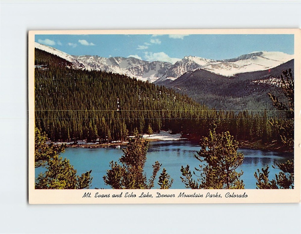 Postcard Mount Mt Evans Echo Lake Denver Mountain Parks Colorado USA America