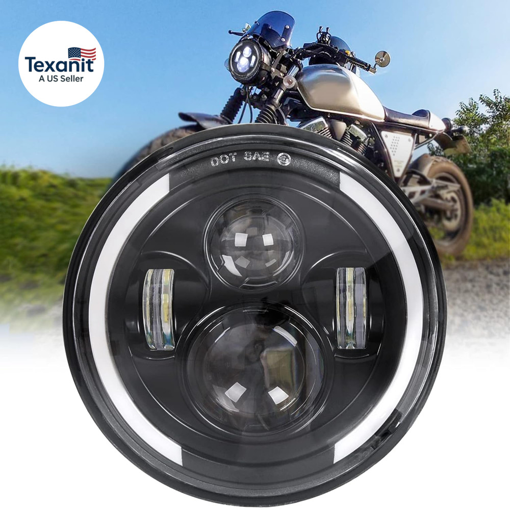 7 Inch LED Headlight for Motorcycle with Hi/Low Beam & Amber/White Turn Signal,