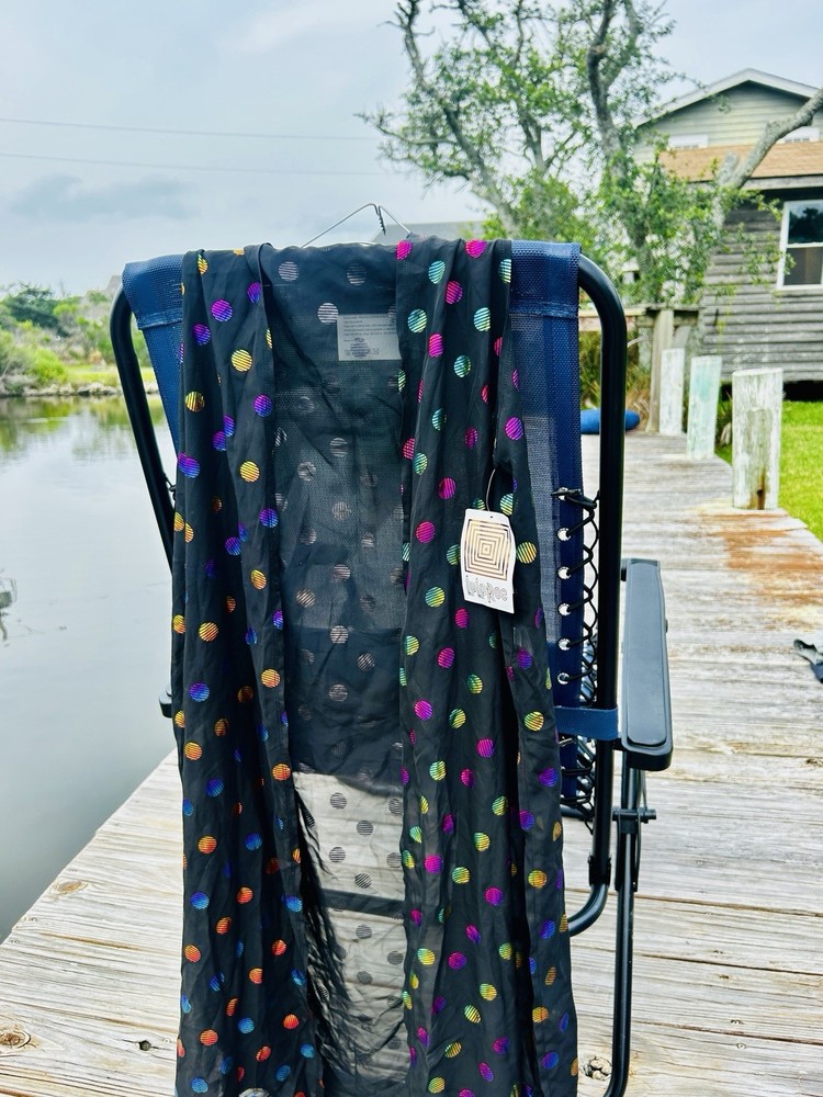 LuLaRoe Women’s Sheer Mesh Polka Dot Long Sleeve Kimono Top, Black M