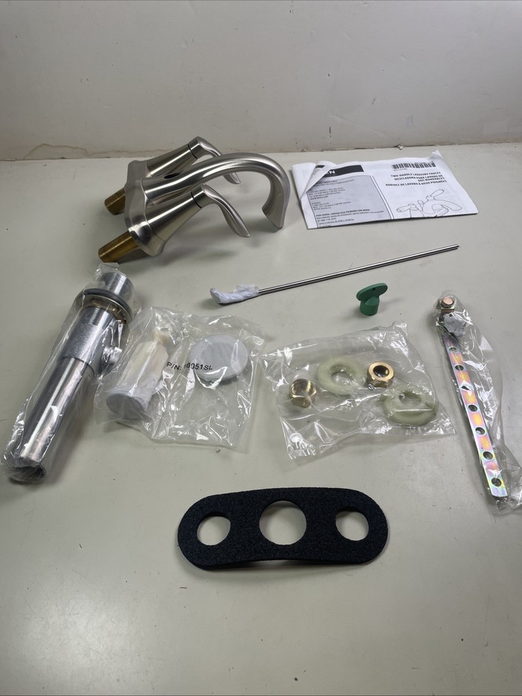 MOEN Eva 6410BN Centerset Bathroom Faucet & Drain in Brushed Nickel Open Box