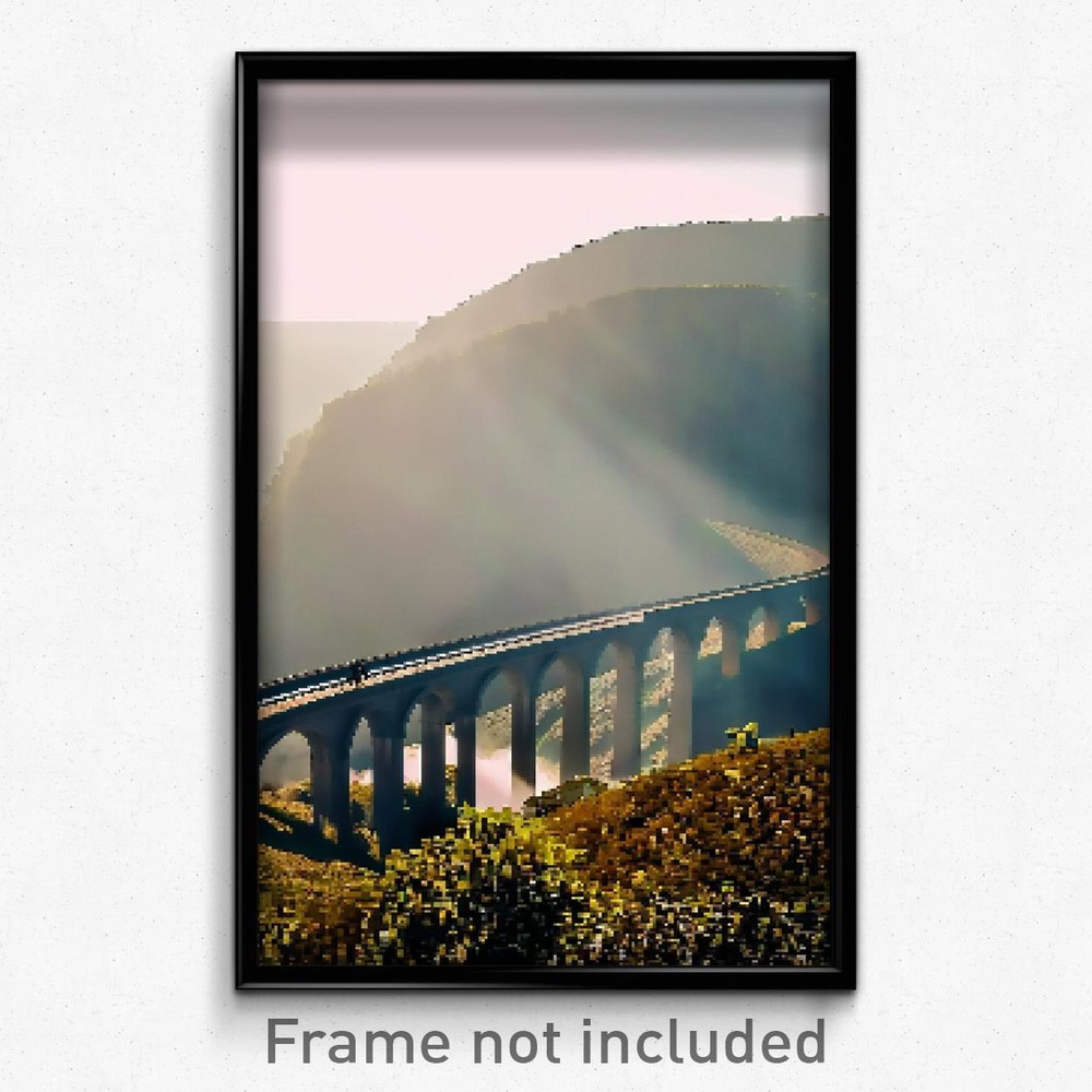 8-Bit Smoggy Viaduct Pixel Art Poster - Psychedelic Trippy Gamer Print