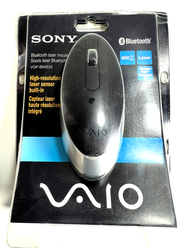 New Sony VAIO VGP-BMS33 Bluetooth Laser Mouse with Laser Sensor Factory Sealed