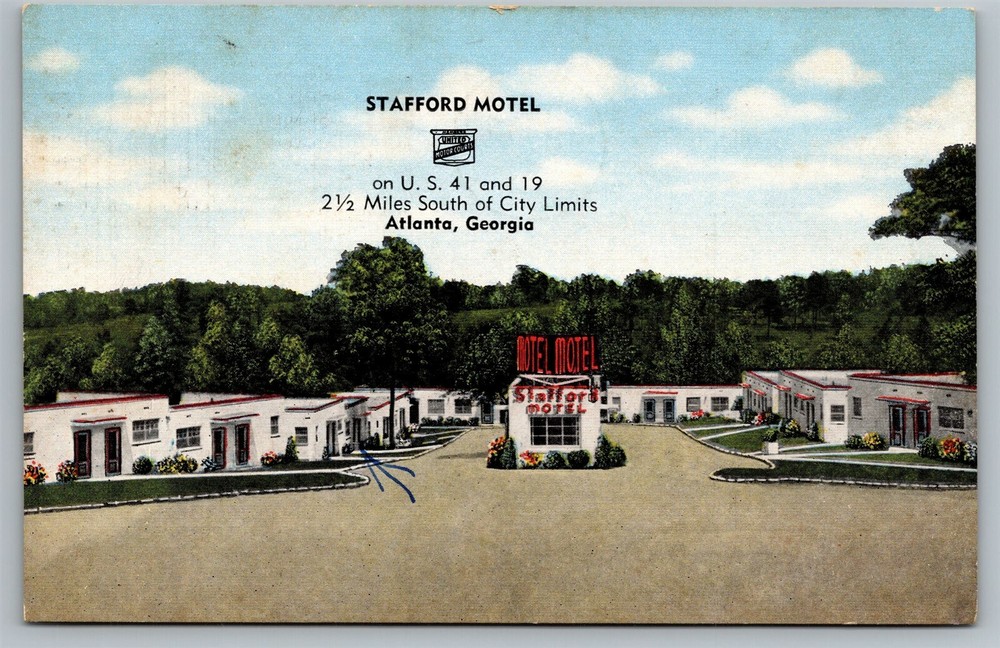 Stafford Motel Atlanta George US Route 41 & 19 Hotel c1953 Posted Vtg Postcard