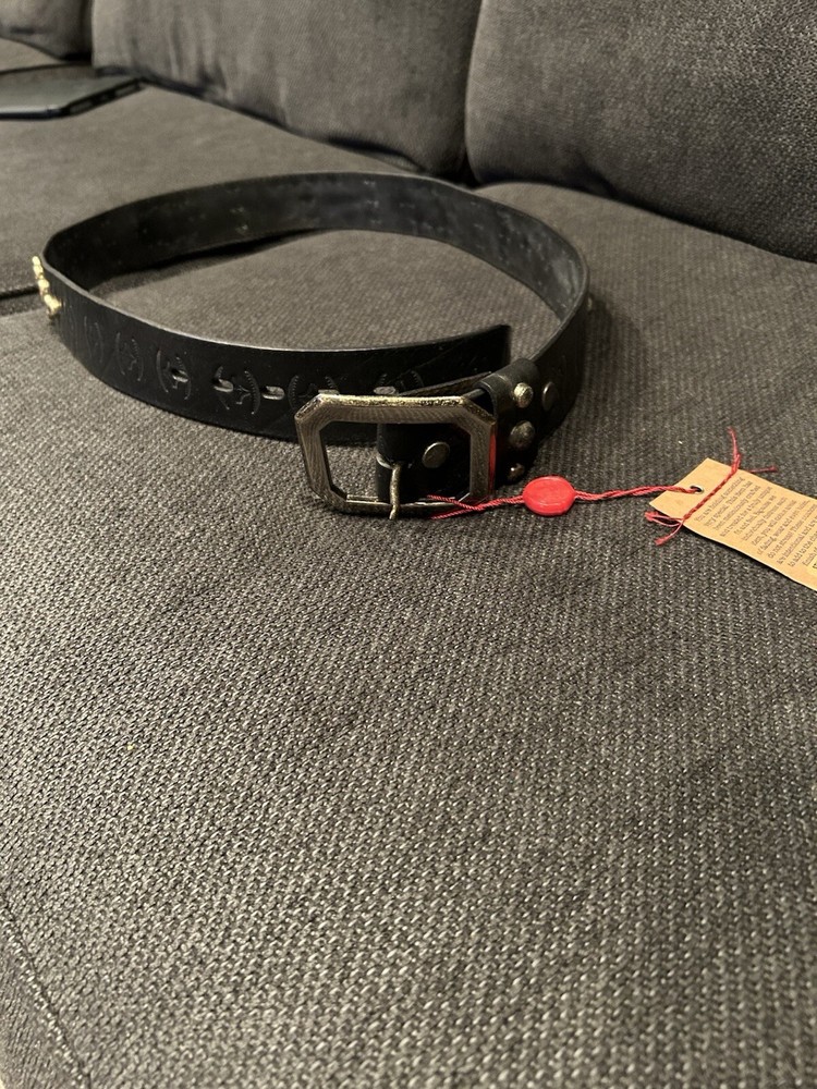 True Religion Black Leather Moto Belt with Embellishments for Men Size 36