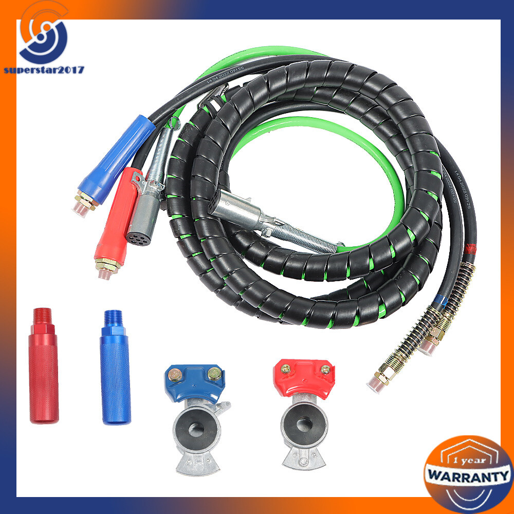 ABS & Air Line Hose Wrap 7 Way Electrical Cable Semi Truck Trailer 3 in 1 15ft-image