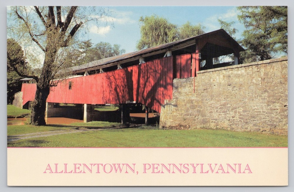 Allentown Pennsylvania, Bogerts Covered Bridge Lehigh County, Vintage Postcard