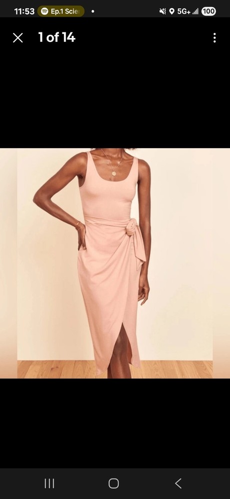 Reformation Kalia Dress in blush pink Small