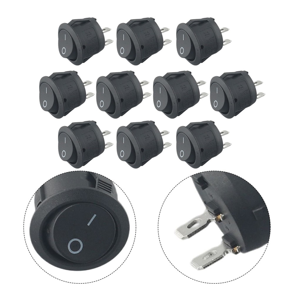 10PCS 12v Round Rocker Switch ON/OFF 2Pin SPST Camper Van Car Dash Boat Caravan