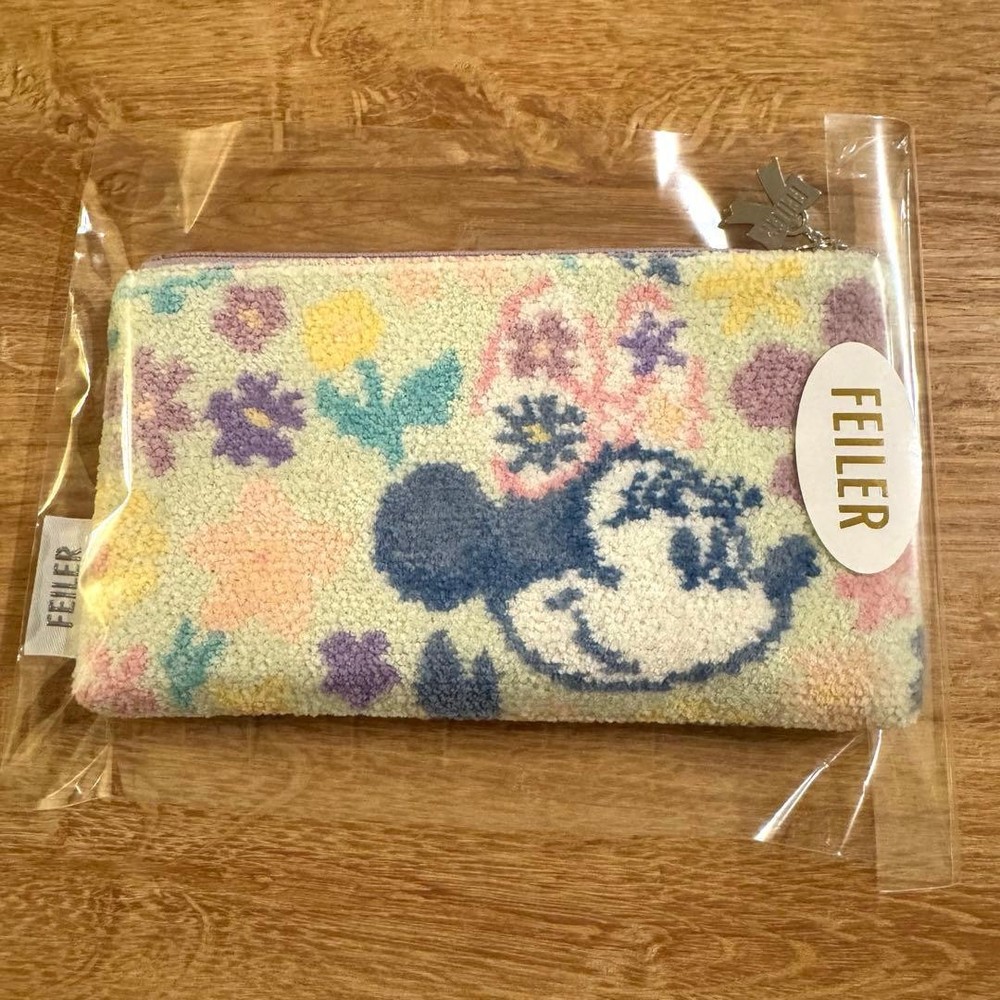Feiler In My Ribbon Minnie Mouse Flat Pouch 9.5x17cm Japan New