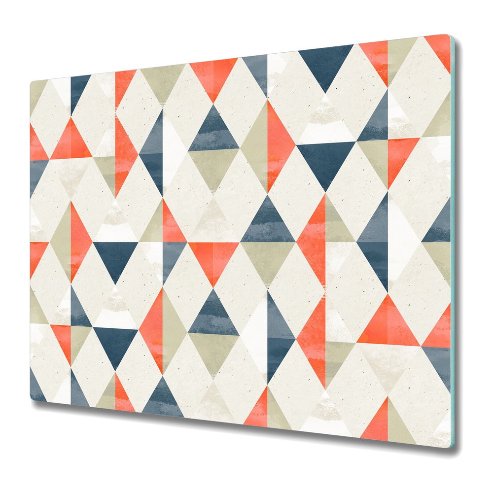 Glass Worktop protector Harlequin Triangles Geometric diamonds Colourful 60x52