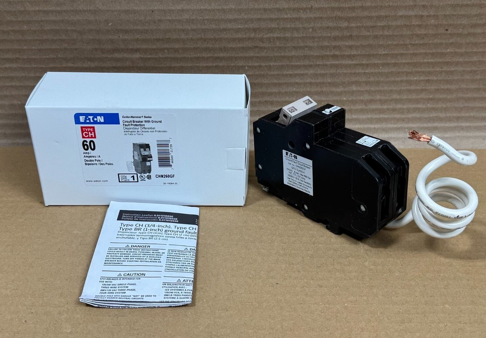 NEW Eaton CH CHN260GF 2 Pole 60 Amp 240V GFI GFCI Circuit Breaker NOB
