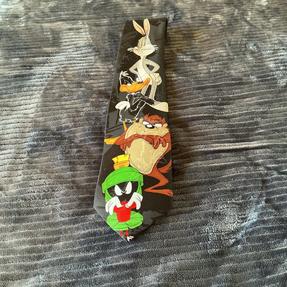 Looney Tunes Mania Tie 1996 Bugs Bunny Daffy Duck Taz Marvin Vintage Necktie