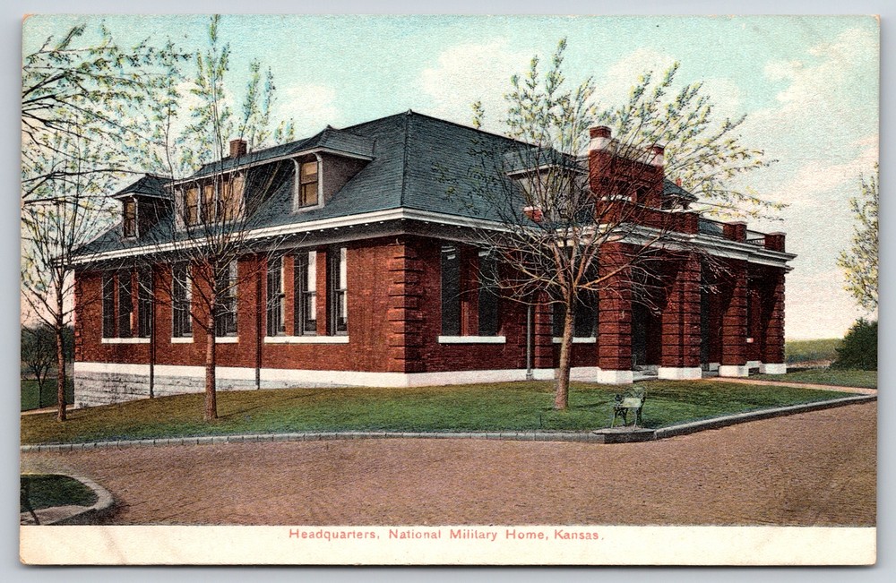 Military~Leavenworth Kansas~Headquarters~National Military Home~Vintage Postcard