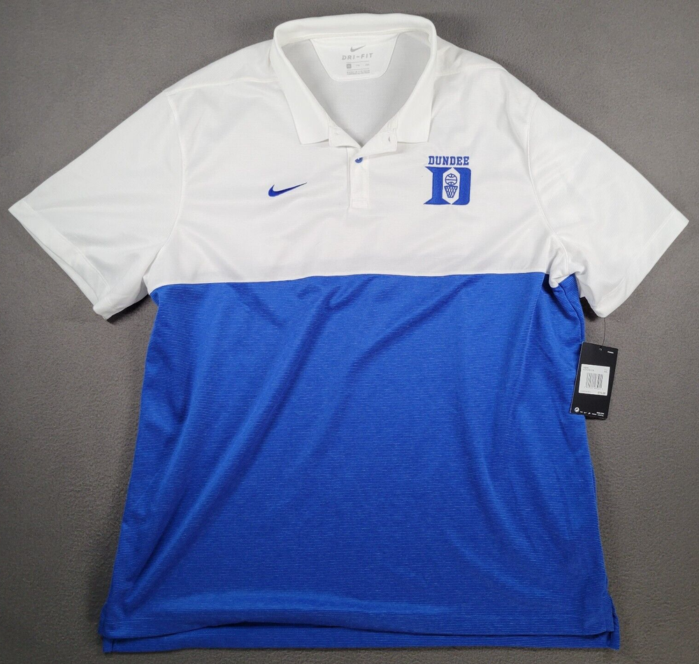 Dundee Michigan Vikings Nike Polo Shirt Mens XXL Blue Basketball High School
