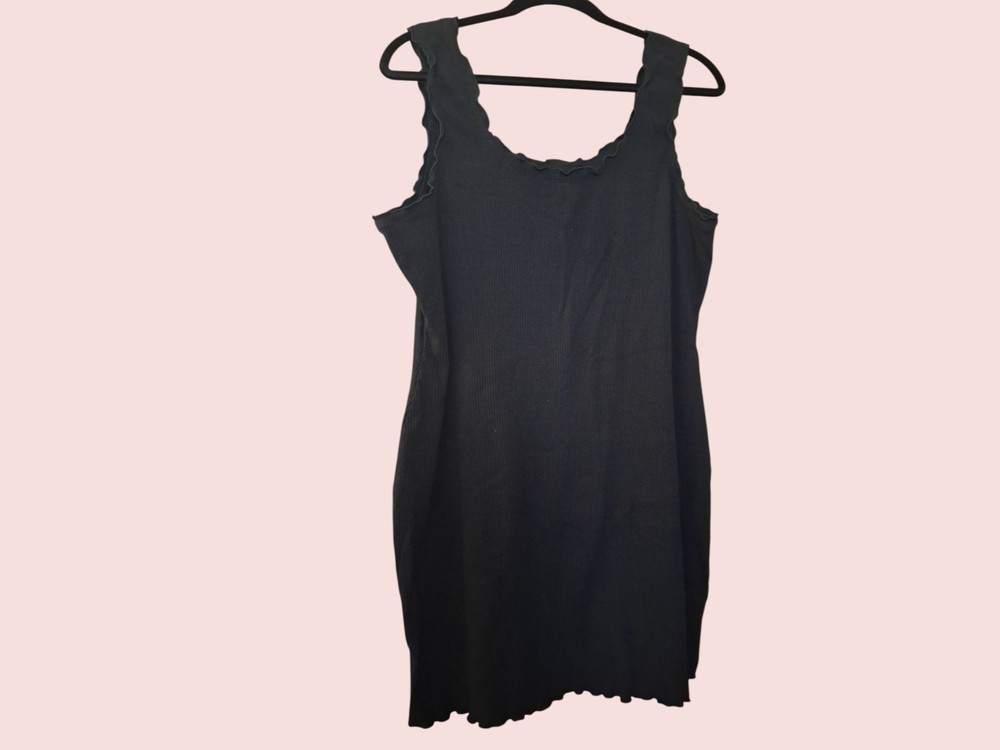 No Boundaries Black Stretch Ribbed Mini Ruffled Edge Dress - XXXL (21)