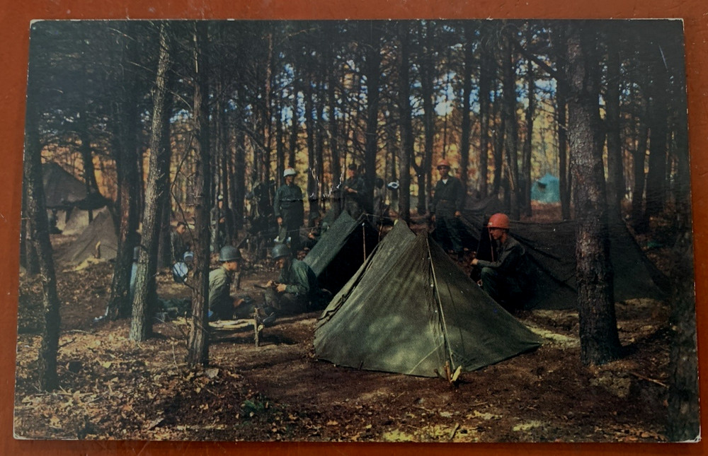 Bivouac Scene at Fort Dix, New Jersey, Army Training Vintage Postcard