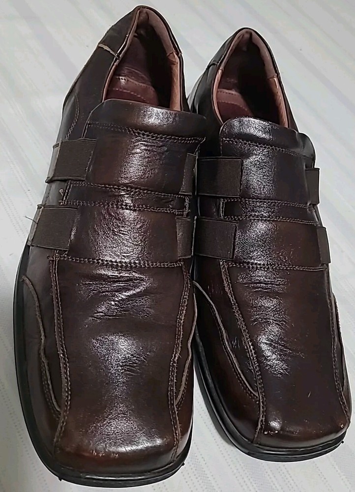 ALDO MEN'S Size 10 (43) BROWN LEATHER SQUARE TOE SLIP ON COMFORT CASUAL LOAFER