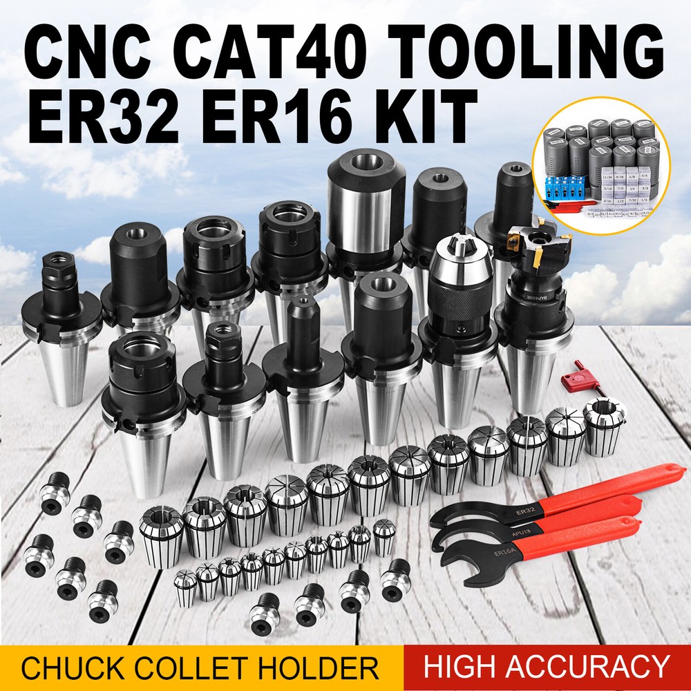 Collet Set CAT40 ER32 ER16 Face Mill Holder Spring Steel Chuck Collet Tooling