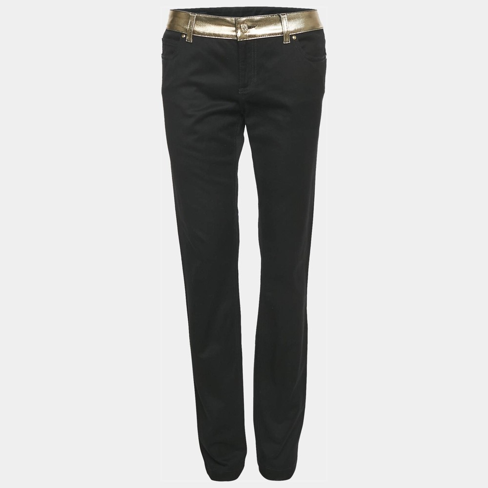 Gucci Black Denim Gold Print Skinny Jeans M Waist 32