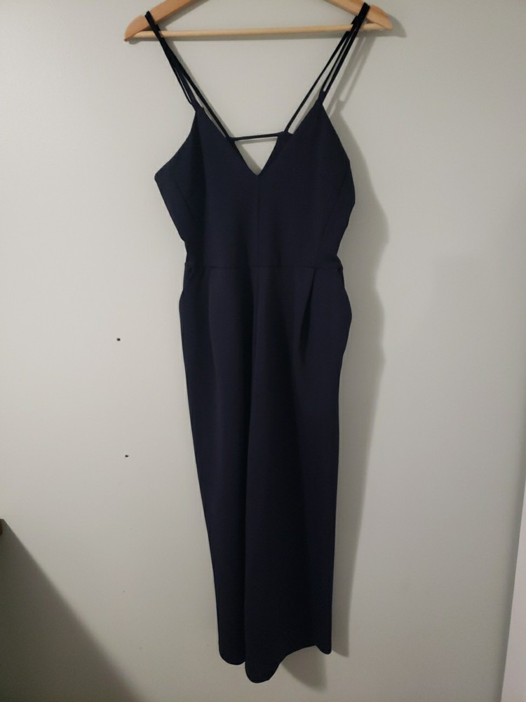 ZARA WB Women's Navy Blue Sleeveless Jumpsuit Romper Wide Leg  Size Large