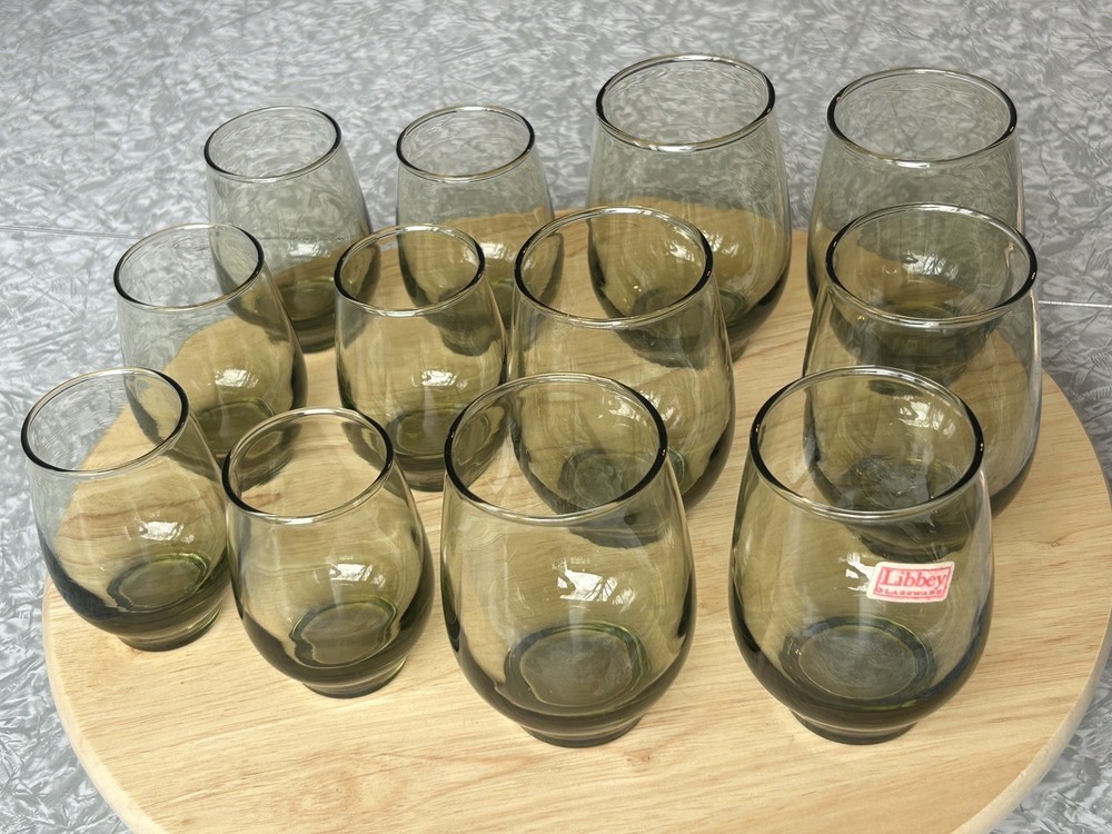 Libbey Avocado Green Tempo Glass Tumblers 4.5