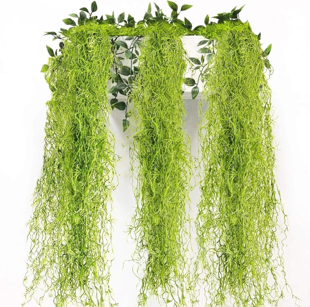 Faux Spanish Moss - Artificial Hanging Moss Bulk for Plants 3PCS Fake Green-2
