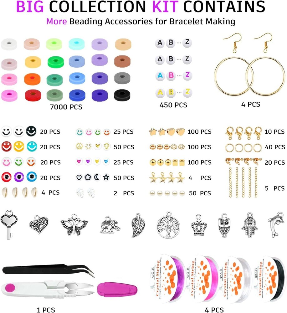 Clay Beads Bracelet Making Kit Pack 2 Boxes Preppy Clay Beads Letter Beads