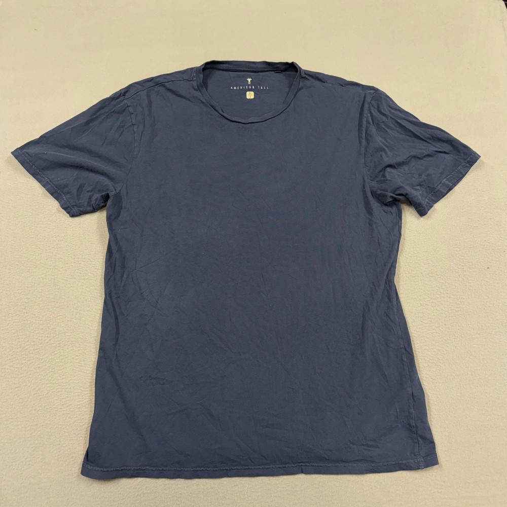 American Tall Shirt Mens XLT Blue Crew Neck Short Sleeve Tagless Basic Tee
