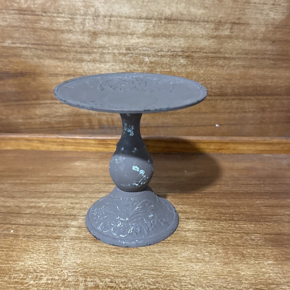 Beautiful Vintage 5” Rustic Metal Pillar Candle Holder