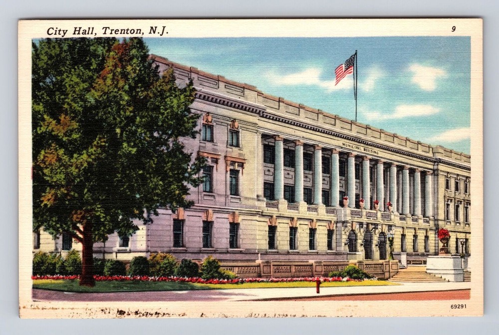 Trenton NJ-New Jersey, City Hall, Antique, Vintage Souvenir Postcard