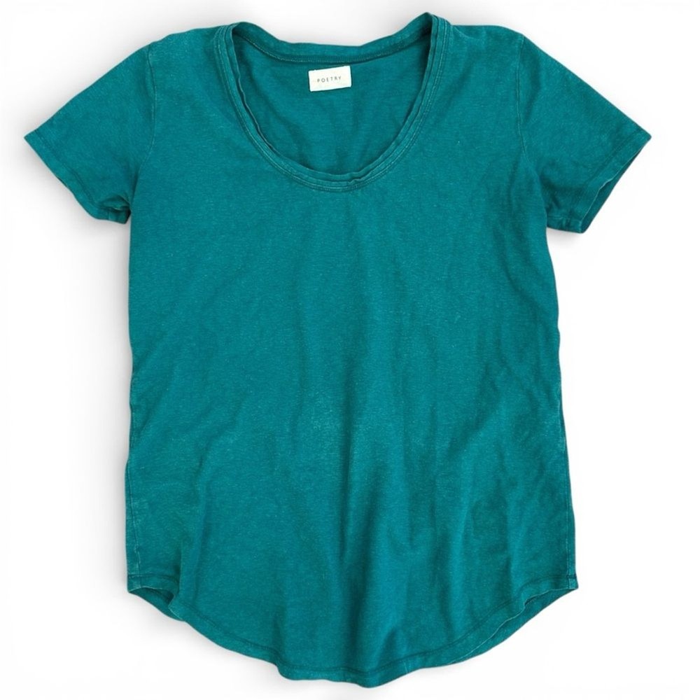 Poetry Hemp & Organic Cotton Teal Scoop Neck T-Shirt Women’s 4 Sustainable Eco