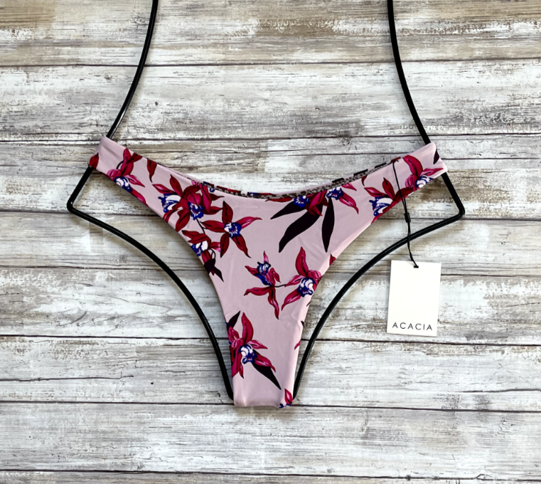 ACACIA SWIMWEAR MOKOLI'I FLORAL 'OSLO' MINIMAL BIKINI BOTTOM (M) NWT-image