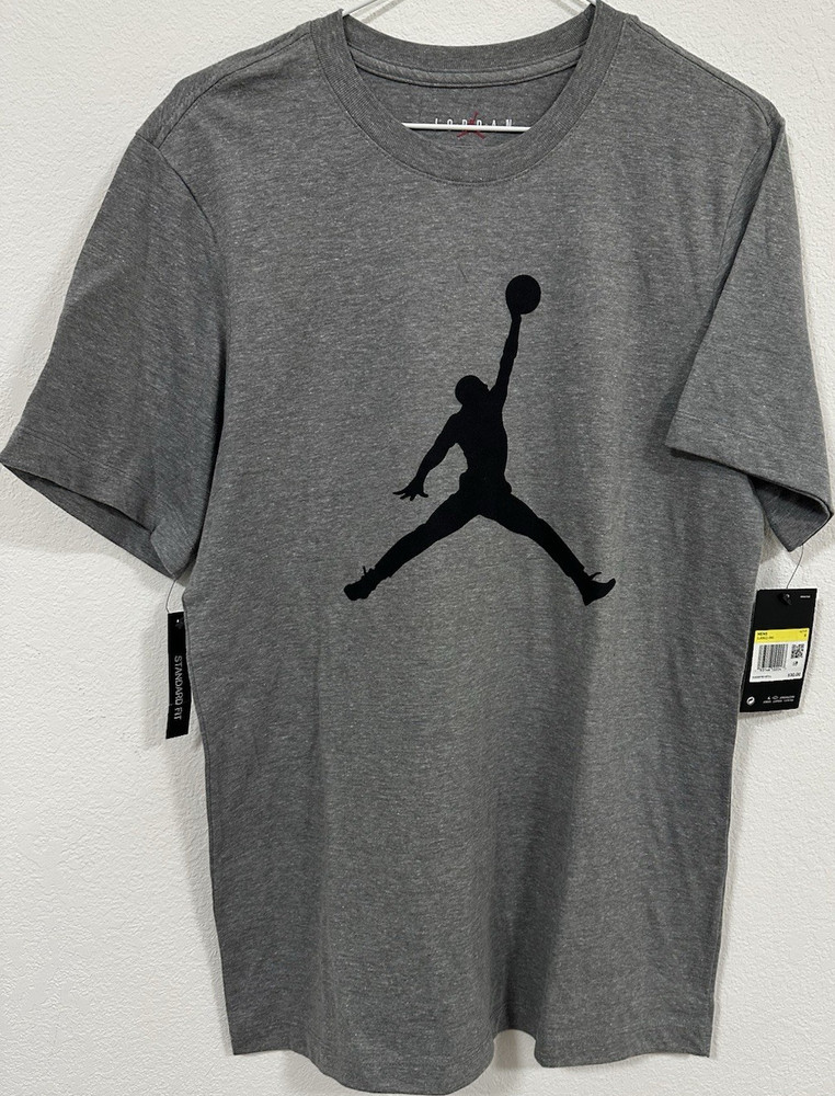 Jordan Jumpman Graphic Logo Men's Short Sleeve T-Shirt Gray Crew Neck S