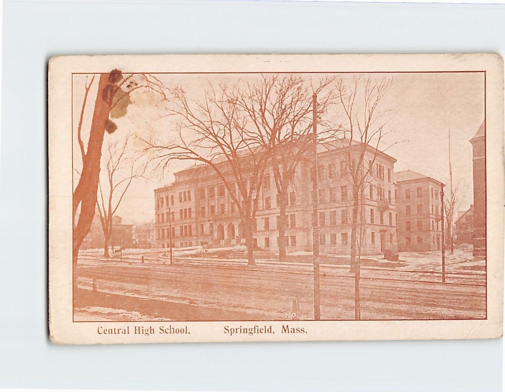 Postcard Central High School Springfield Massachusetts USA