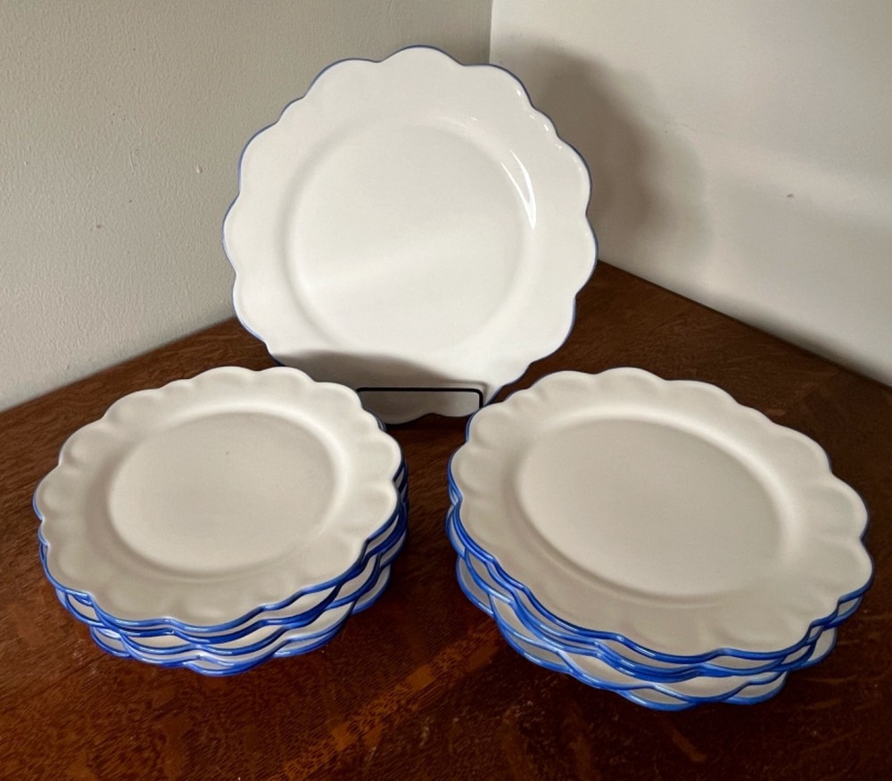 Williams-Sonoma Aerin Lauder Blue Scallop Dinner Lunch Plate CHOICE EUC NOS