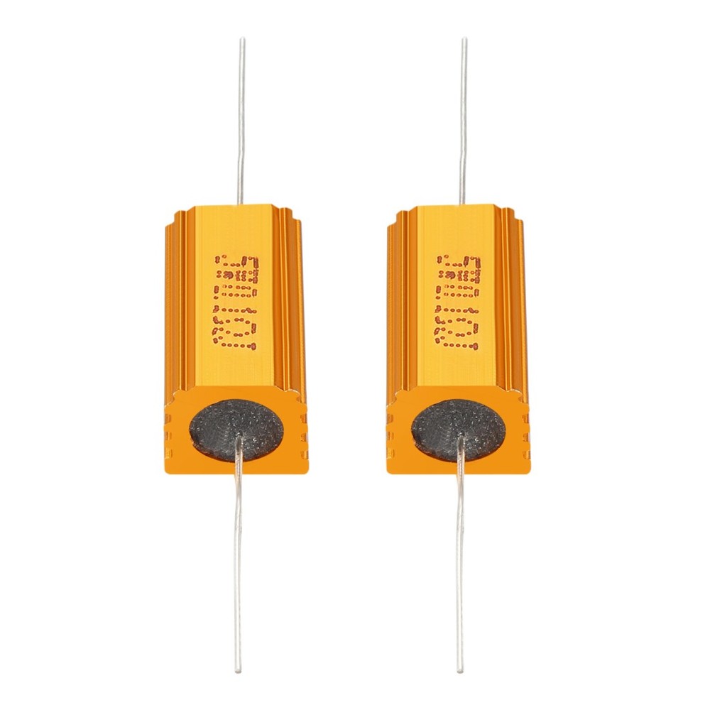 2 Pcs Aluminum Case Resistor, Great for Daily Use (Gold, 5W 0.1 Ohm)