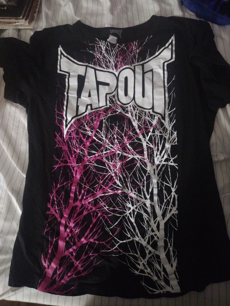Vintage Y2K Tapout T-Shirt Pink Lighting Abstract Grunge Graphic Tee | Womens XL-image