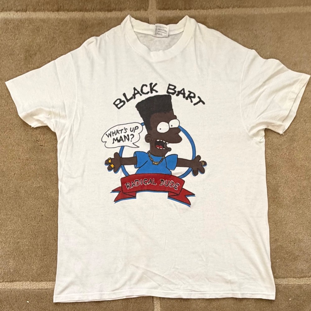 Vintage Black Bart Simpsons Radical Dude Shirt XL 90's Single stitch White Hanes