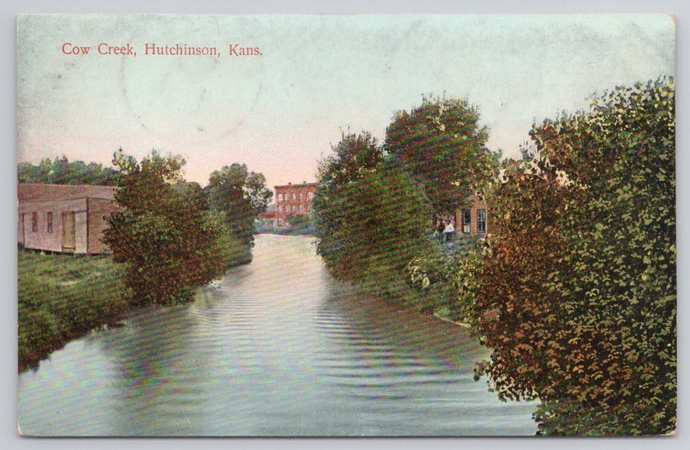 Vintage 1908 Cow Creek Hutchinson Kansas Postcard - International Post Card Co.