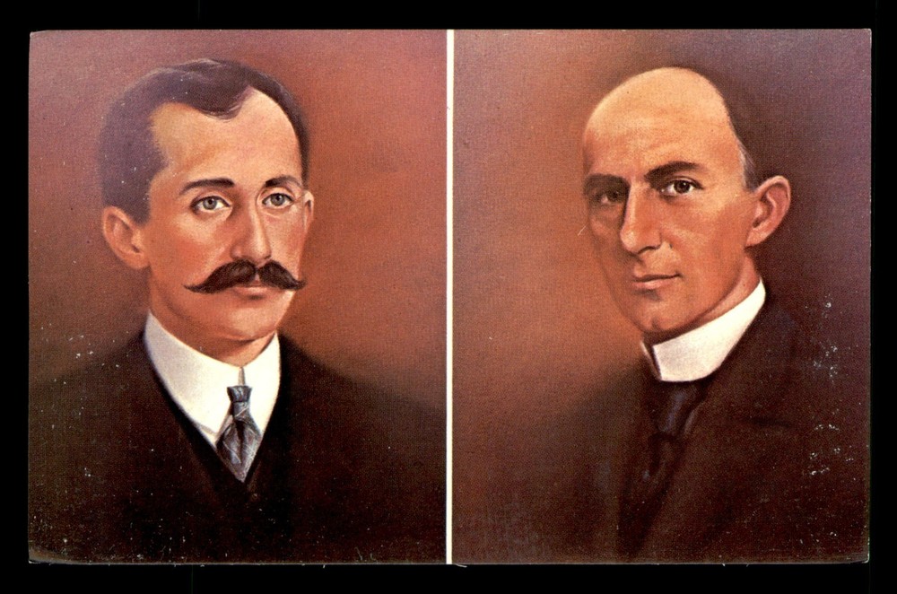 Wilbur & Orville Wright Brothers Dayton Ohio OH Portrait Airplane Unp Postcard