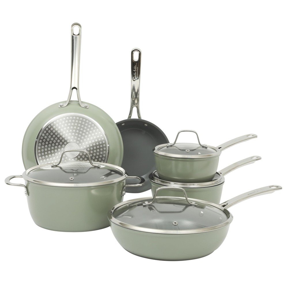Kitchen Essentials Cool Commune 10-Piece PFA-Free Ceramic Nonstick Hard Anodized Cookware Set