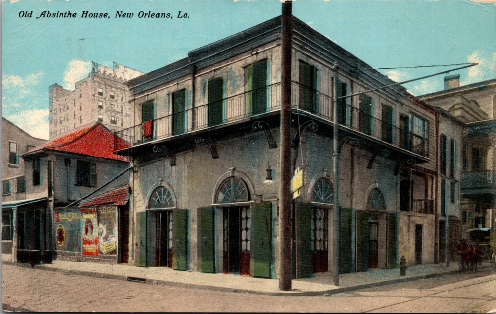 Old Absinthe House Bourbon Street New Orleans Louisiana 1912 Postcard-image