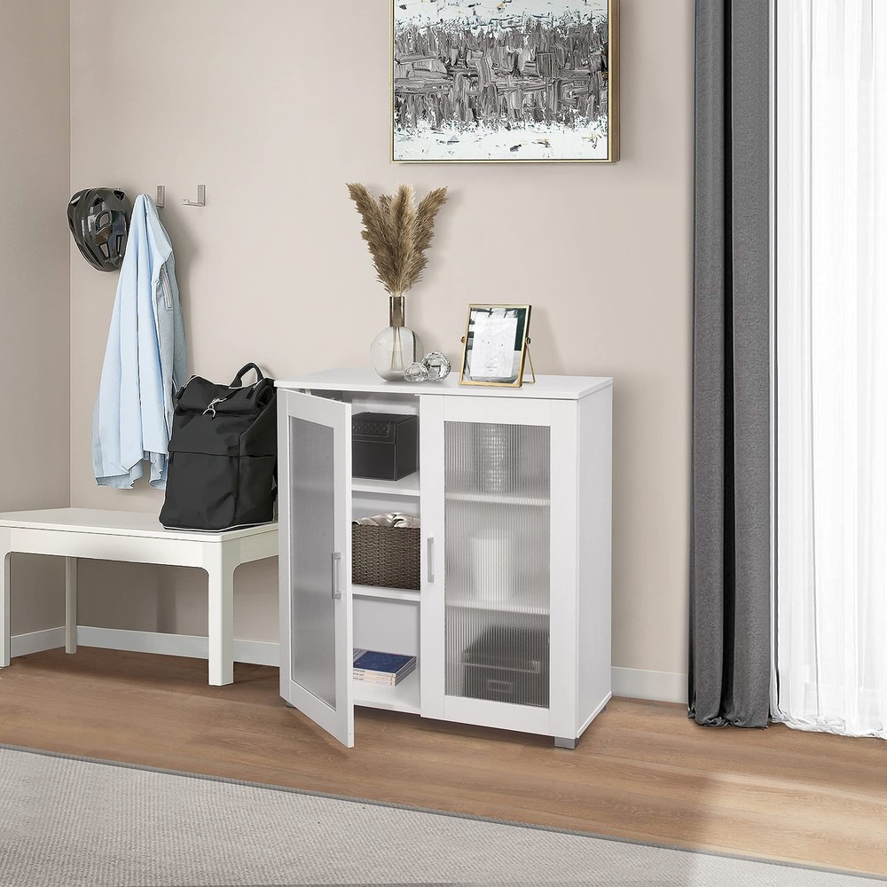 KB Designs White Accent Storage Cabinet Sideboard Buffet for Kitchen or Living Room