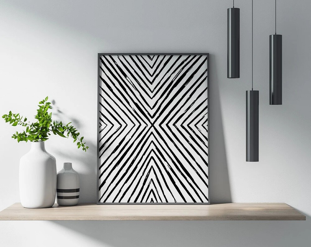 Sharp Black Grunge Lines Abstract Poster Premium Quality Choose your Size