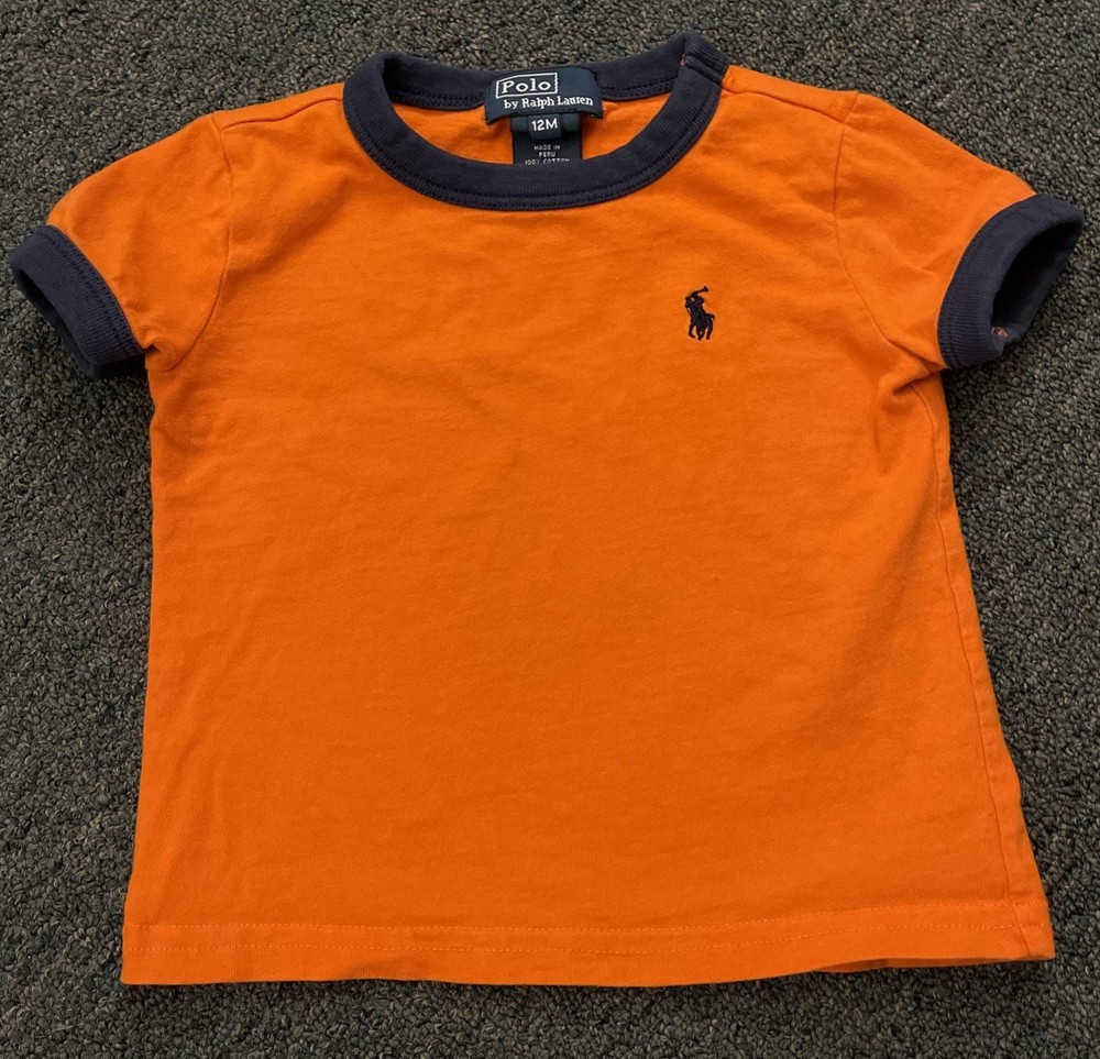 Polo Ralph Lauren 12M Baby Boys Orange Crew Neck Short Sleeve