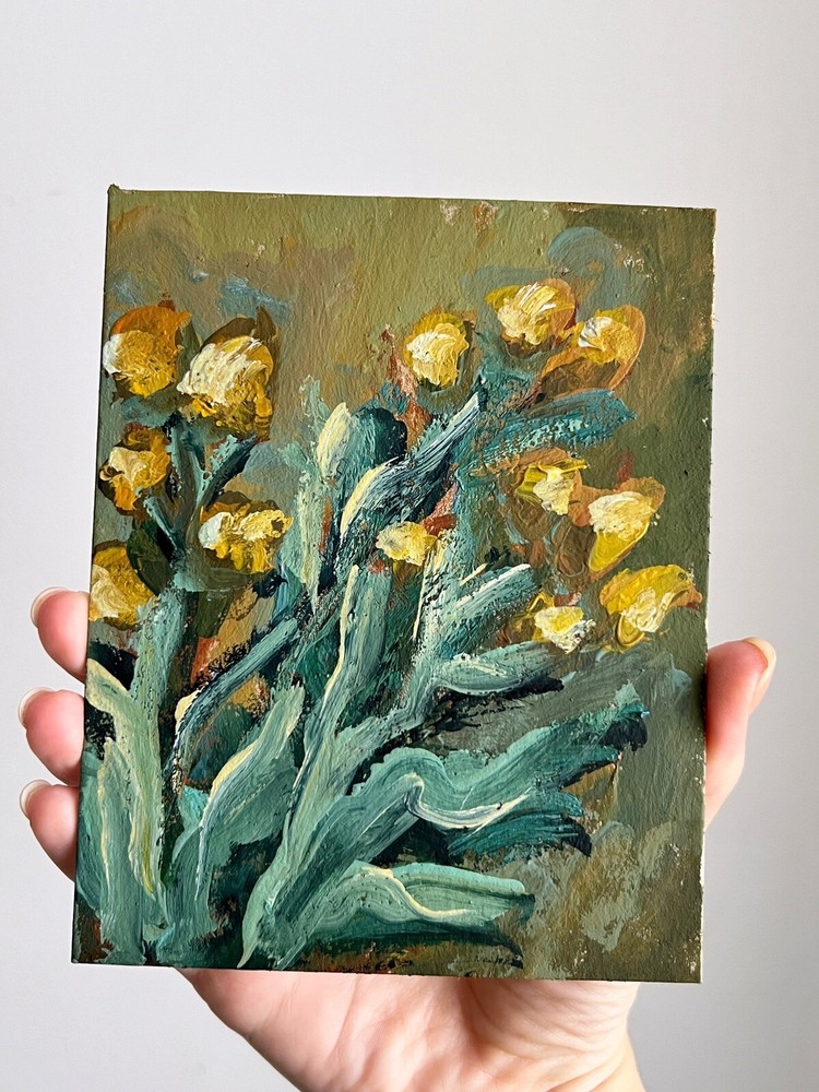 Abstract Yellow Australian Floral Art Painting Perfect Gift for Nature Lovers