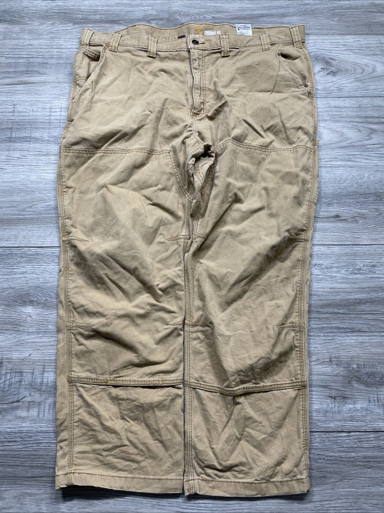 Vintage Carhartt Double Knee Pants Tan 44 Workwear Relaxed Fit Essential Wide Le